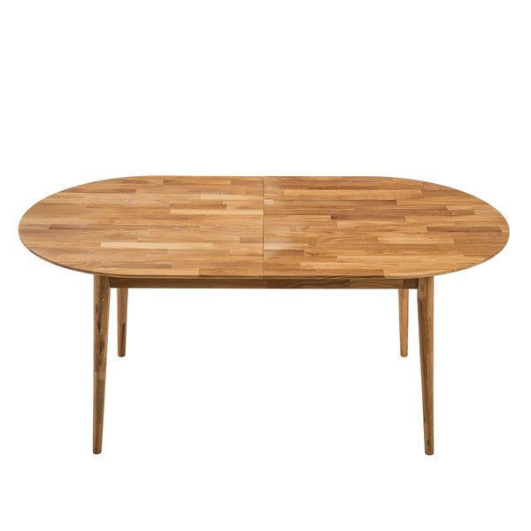 NordicStory Mesa de comedor ovalada y extensible de madera maciza de roble