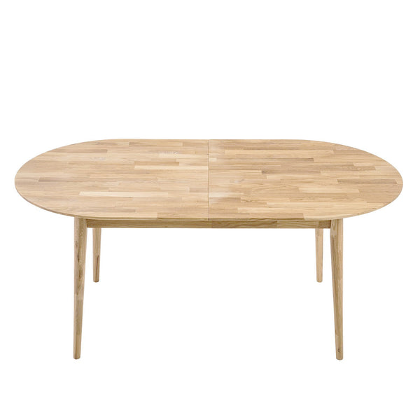 NordicStory Mesa de comedor ovalada y extensible de madera maciza de roble