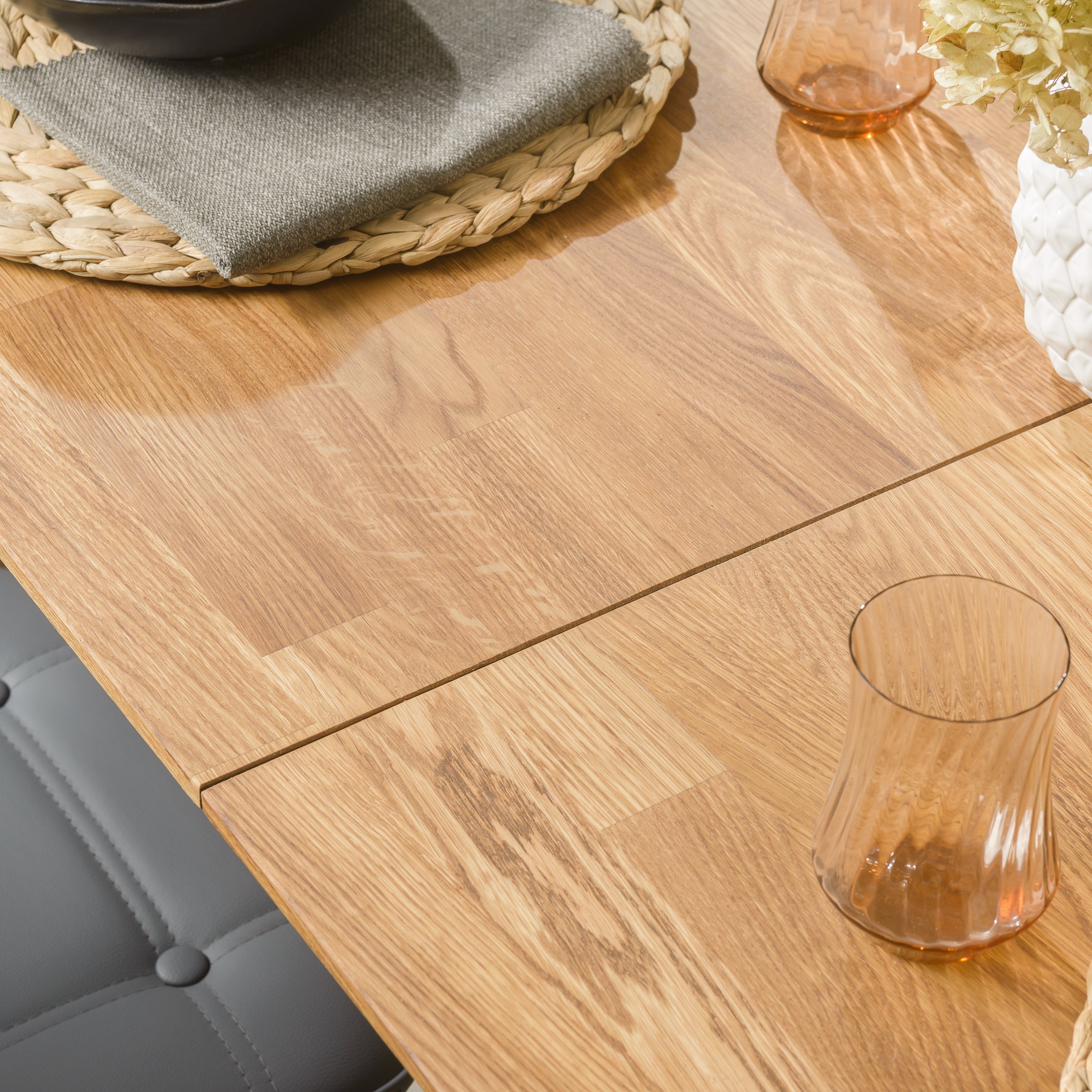 NordicStory Mesa extensible de comedor de madera maciza de roble