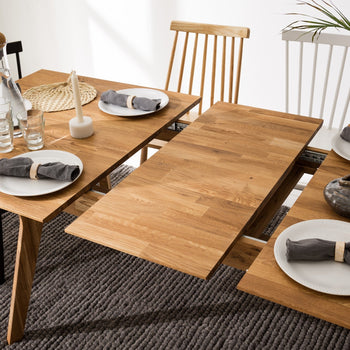 NordicStory Table de salle à manger à rallonge en chêne massif "Harold".