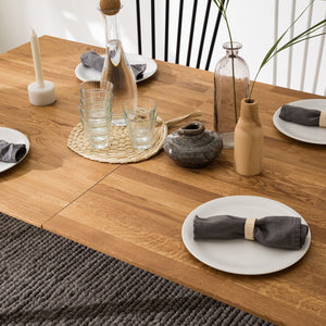 NordicStory Mesa extensible de comedor de madera maciza de roble