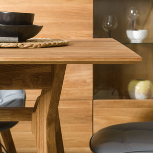 NordicStory Mesa extensible de comedor de madera maciza de roble