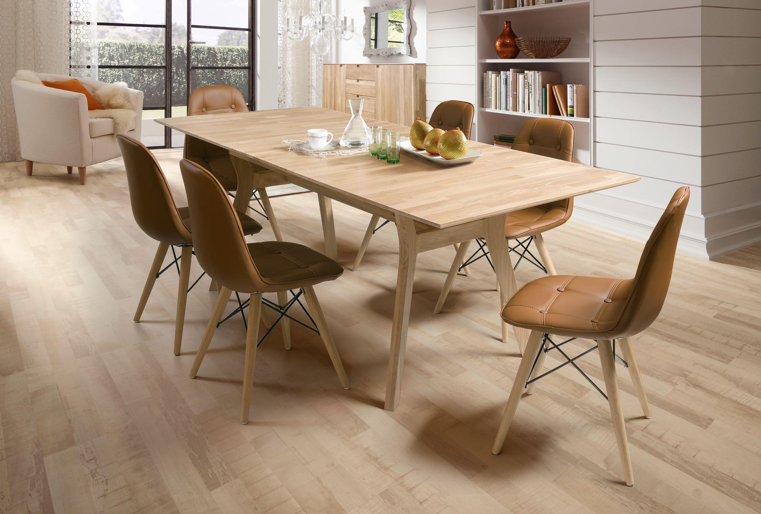 NordicStory Mesa extensible de comedor de madera maciza de roble