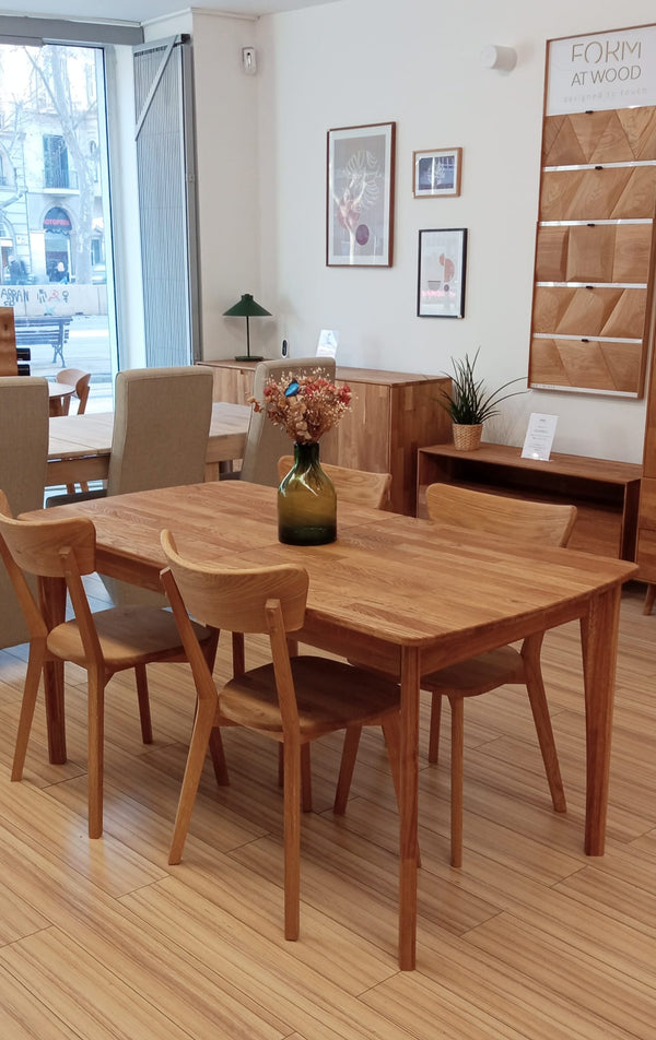 NordicStory Mesa extensible de comedor de madera maciza de roble