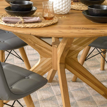 NordicStory Table de salle à manger ronde en chêne massif