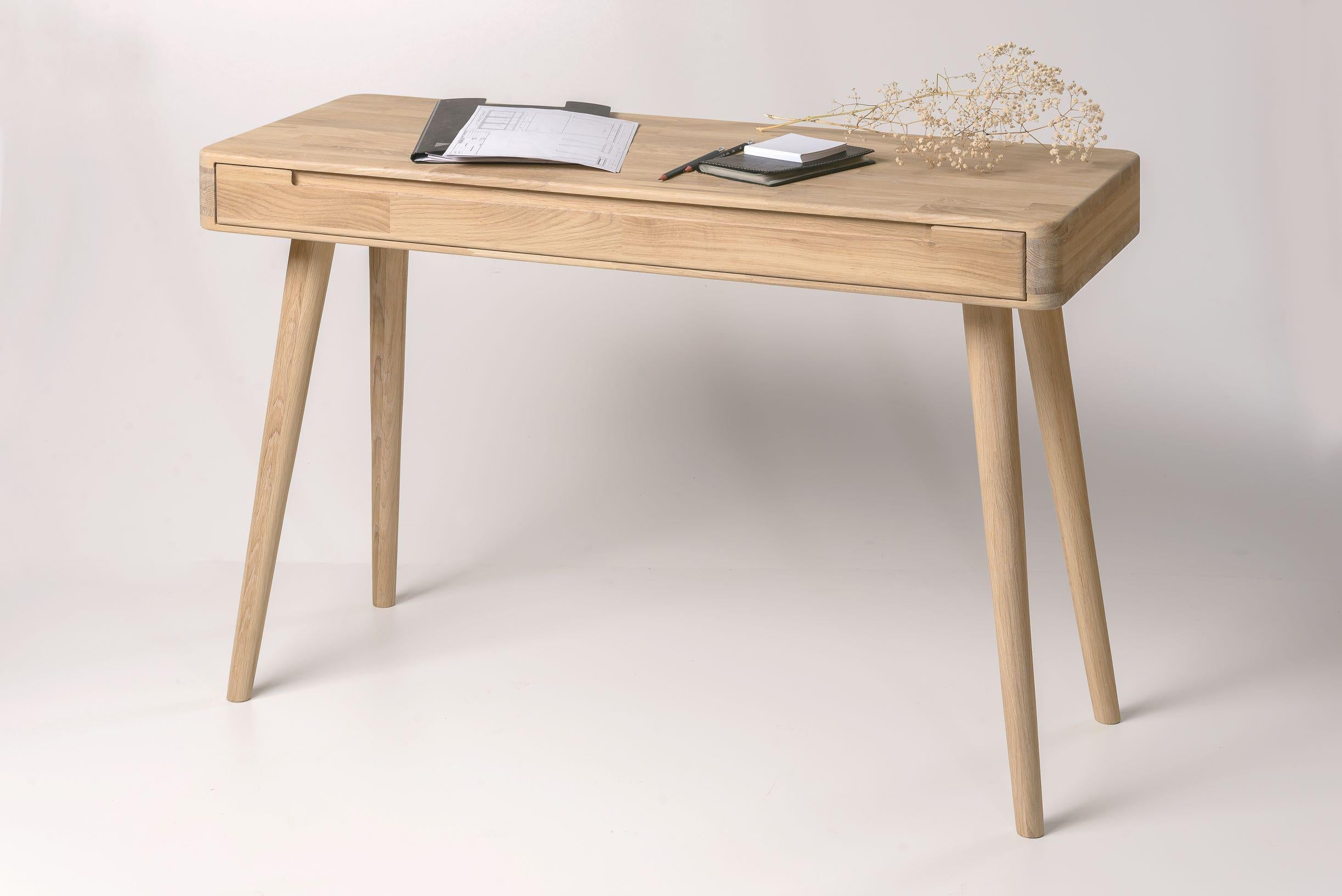 Bureau console en bois massif de chêne style scandinave Roble.Store