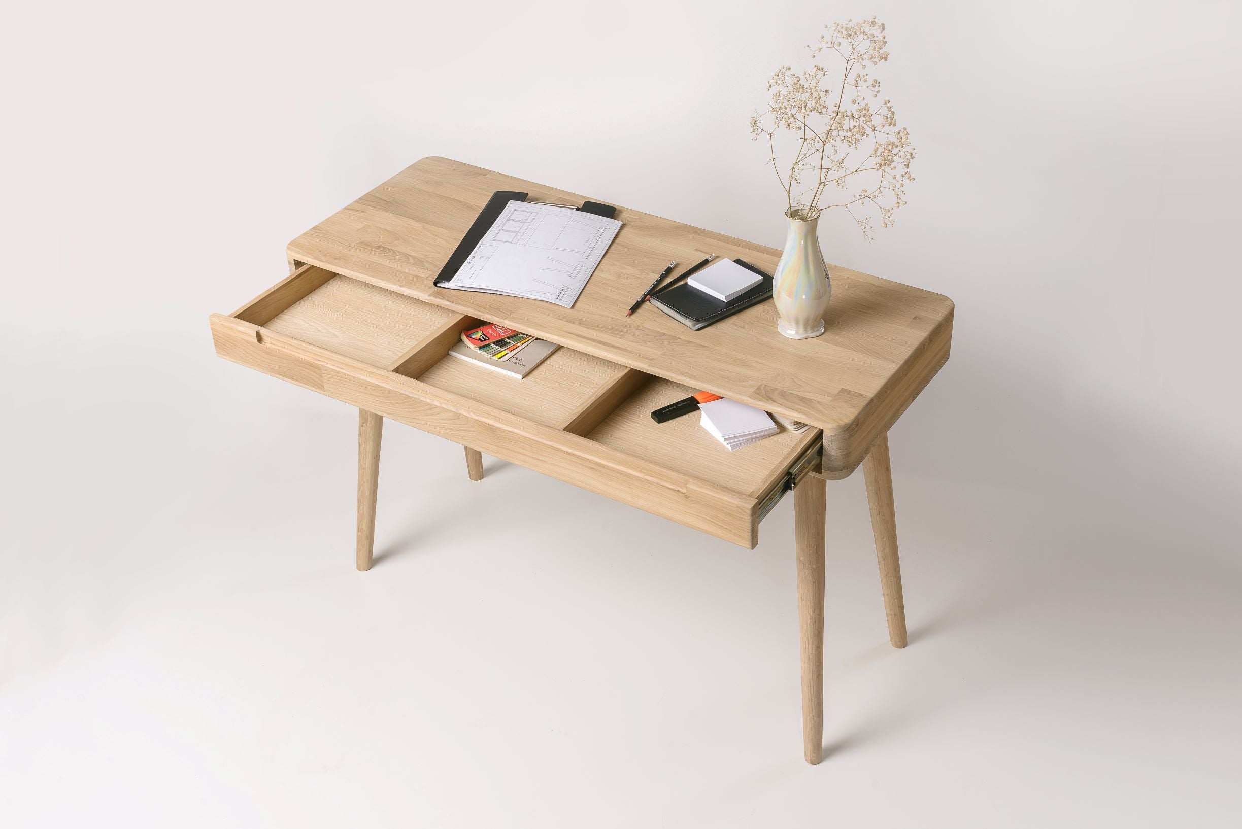 Bureau console en bois massif de chêne style scandinave Roble.Store