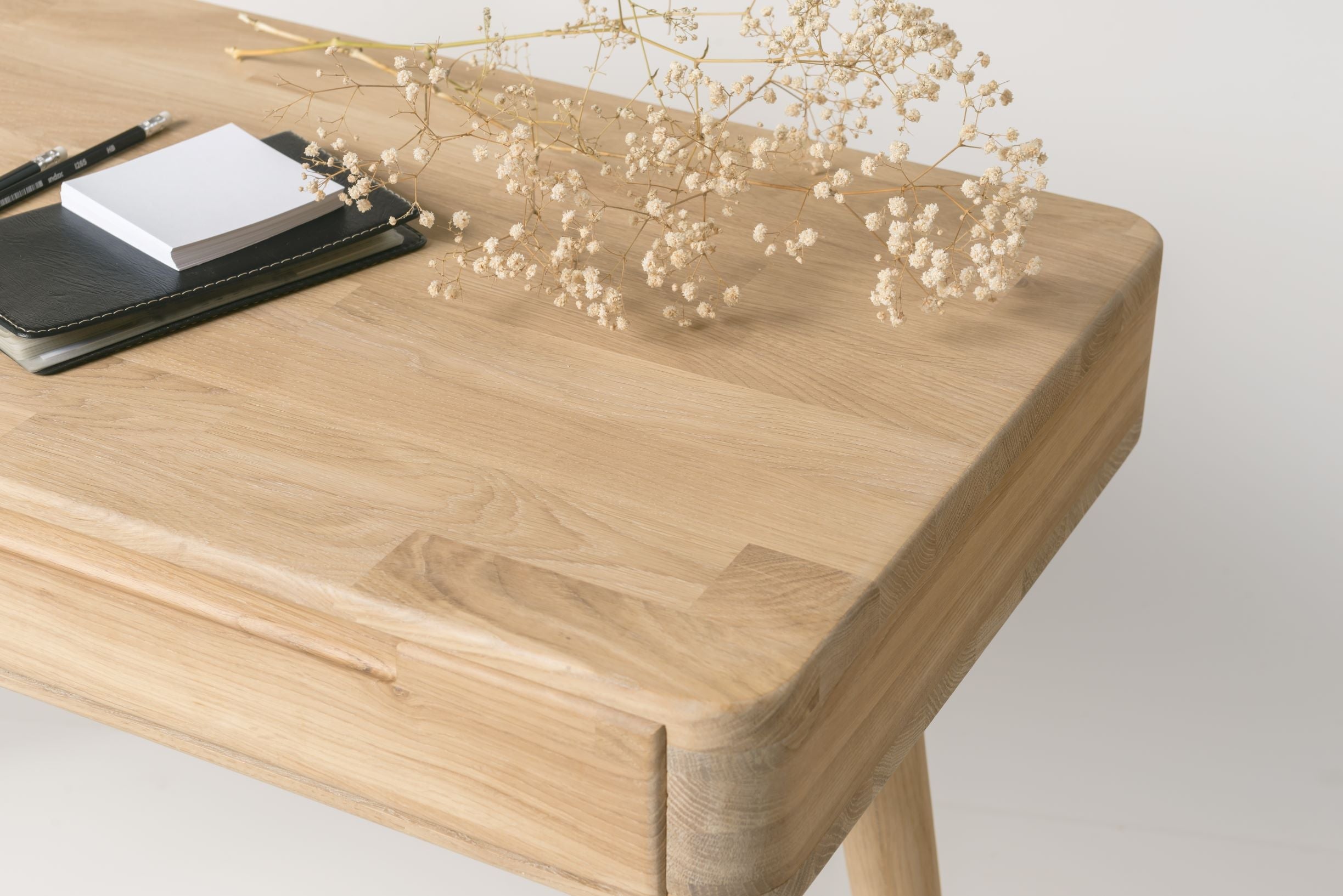 Bureau console en bois massif de chêne style scandinave Roble.Store