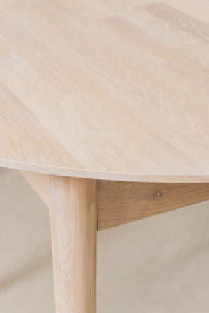 NordicStory Mesa de comedor de madera maciza de roble redonda extensible nordico escandinavo blanqueado