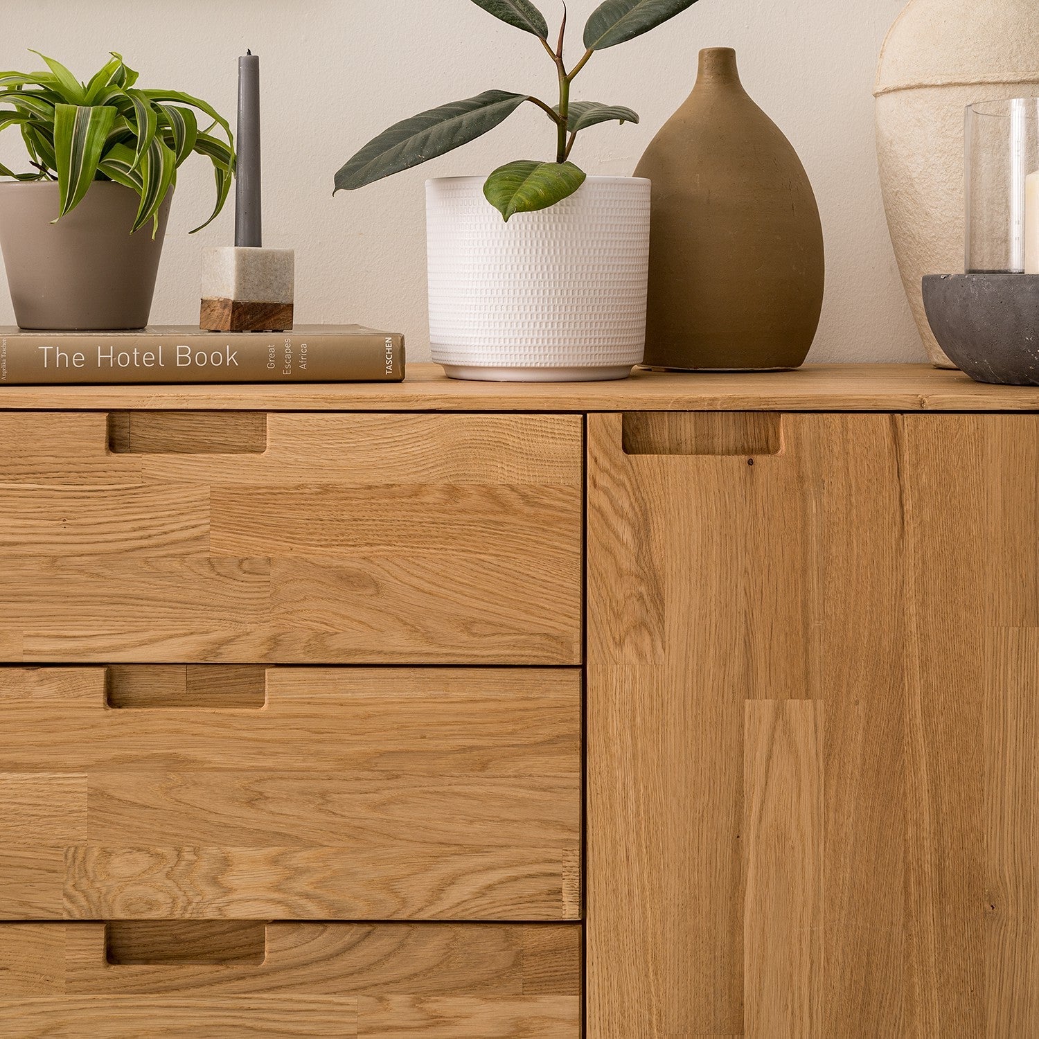 NordicStory Aparador Cómoda de madera maciza roble
