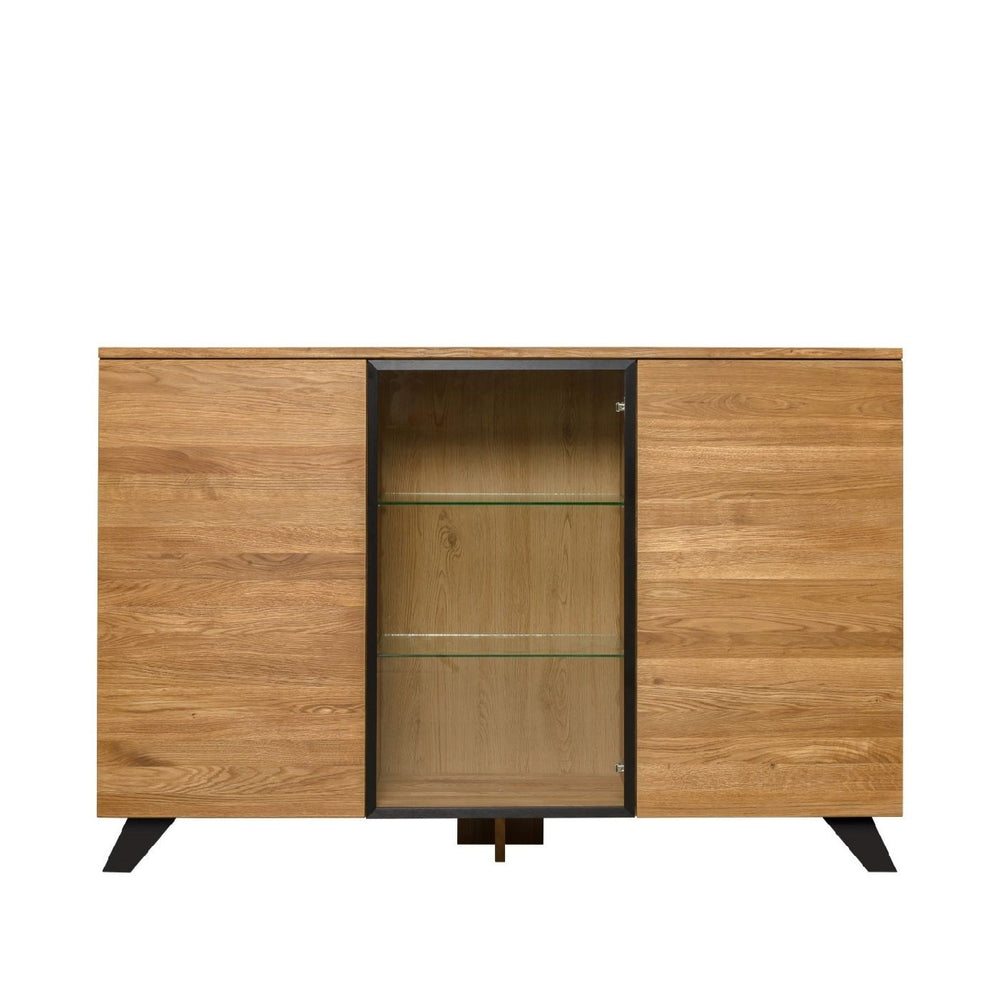 NordicStory Cómoda aparador de madera maciza de roble Moritz 2, 150 x 40 x 101,9 cm.