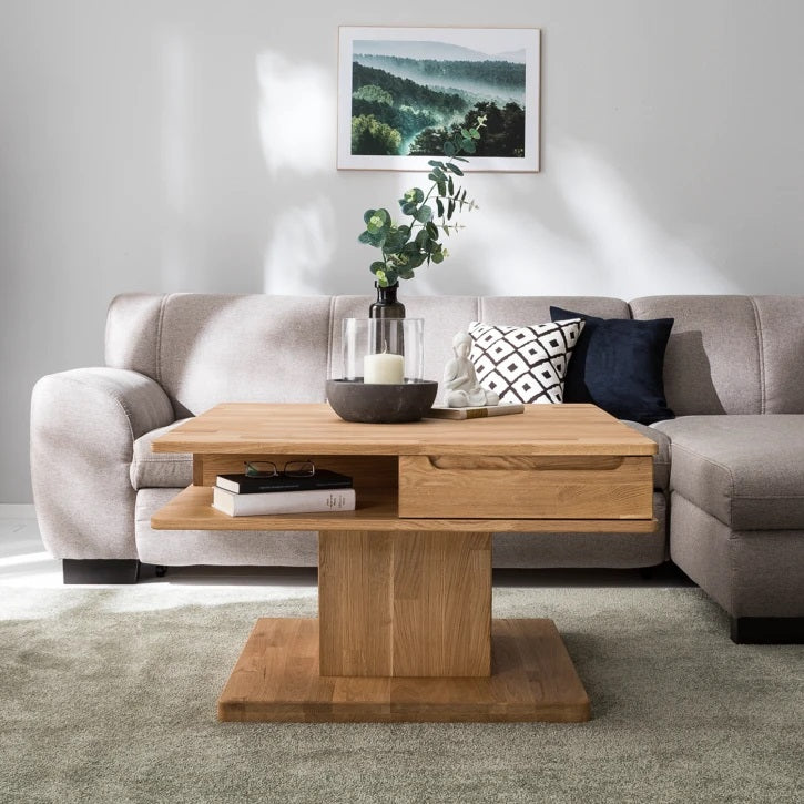 NordicStory Mesa de centro de madera maciza de roble 
