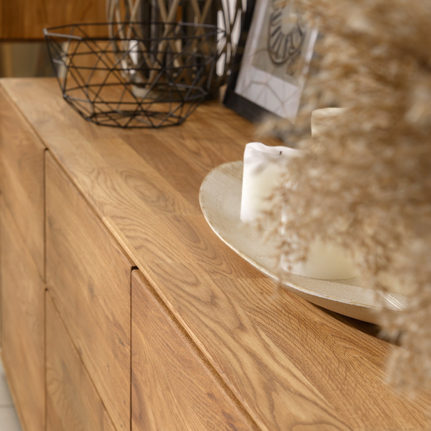 NordicStory Mueble de TV de madera maciza de roble aparador para salon nordico