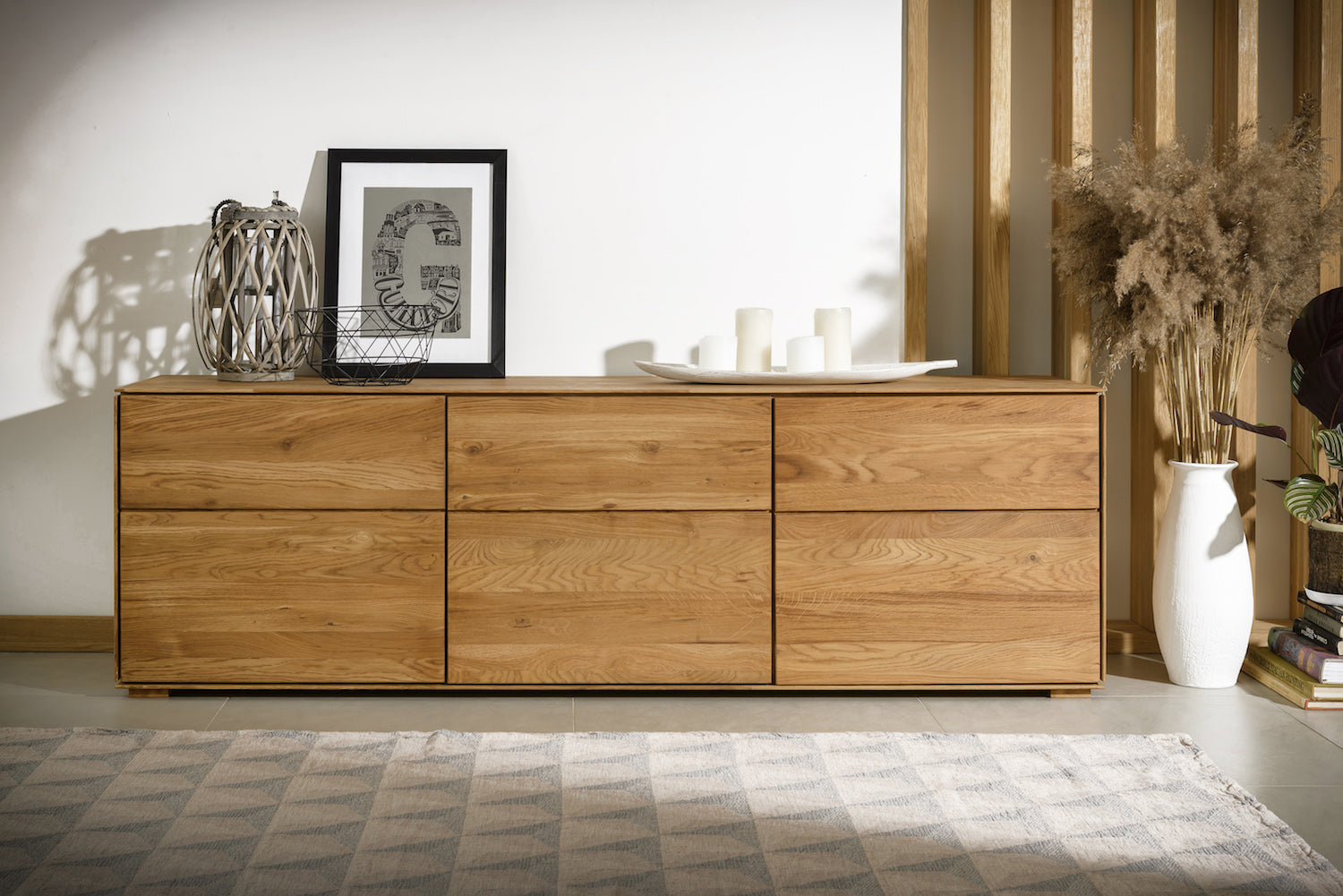 NordicStory Mueble de TV de madera maciza de roble aparador para salon nordico