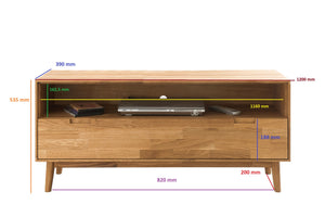 NordicStory Mueble de TV de madera maciza de roble 