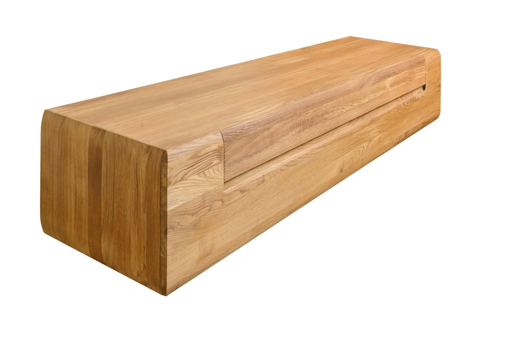 NordicStory Mueble de TV flotante de roble madera maciza, consola television para colgar a pared