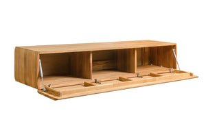 NordicStory Mueble de TV flotante de roble madera maciza, consola television para colgar a pared