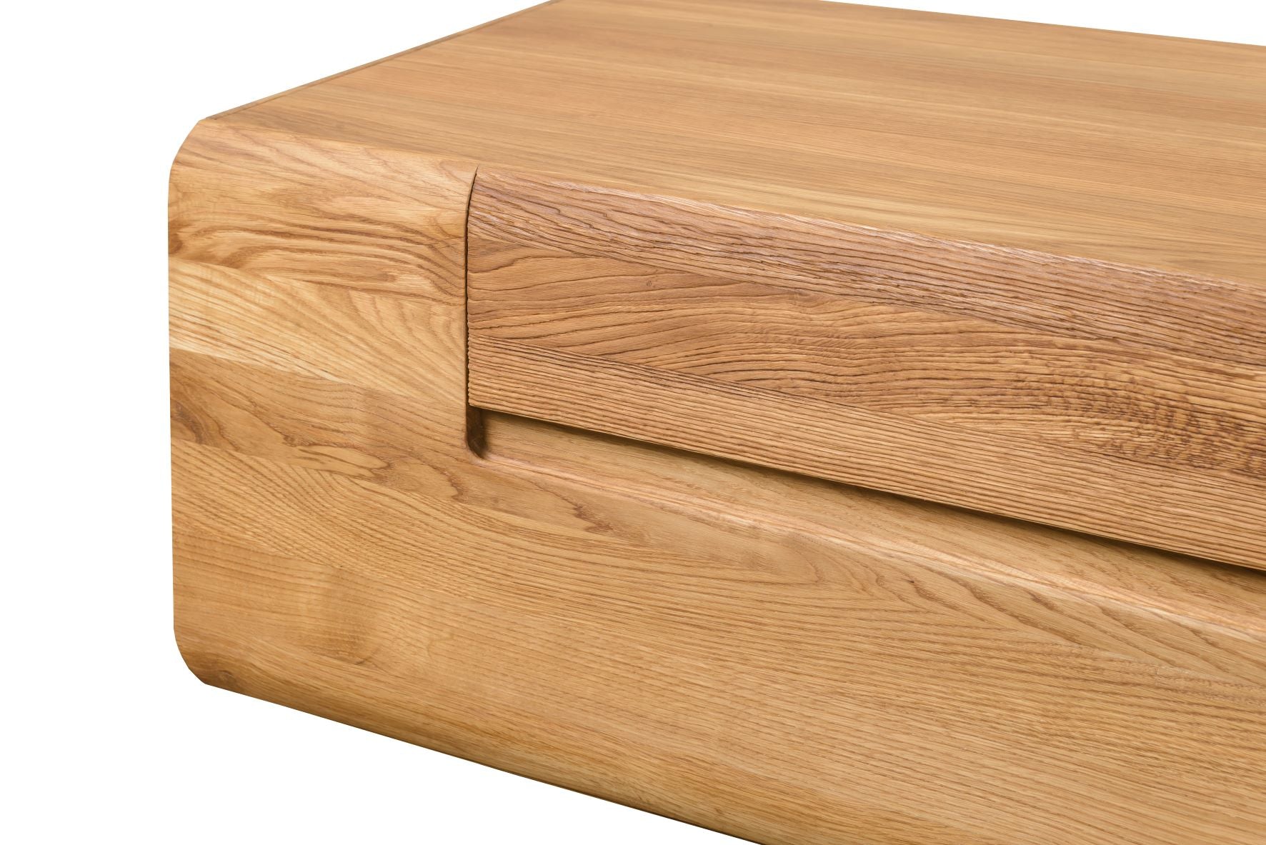 NordicStory Mueble de TV flotante de roble madera maciza, consola television para colgar a pared