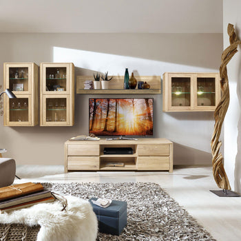 NordicStory Meuble TV en bois de chêne massif salon nordique Scandinave 