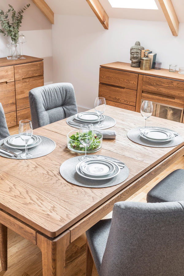 NordicStory Mesa de comedor extensible de madera maciza de roble