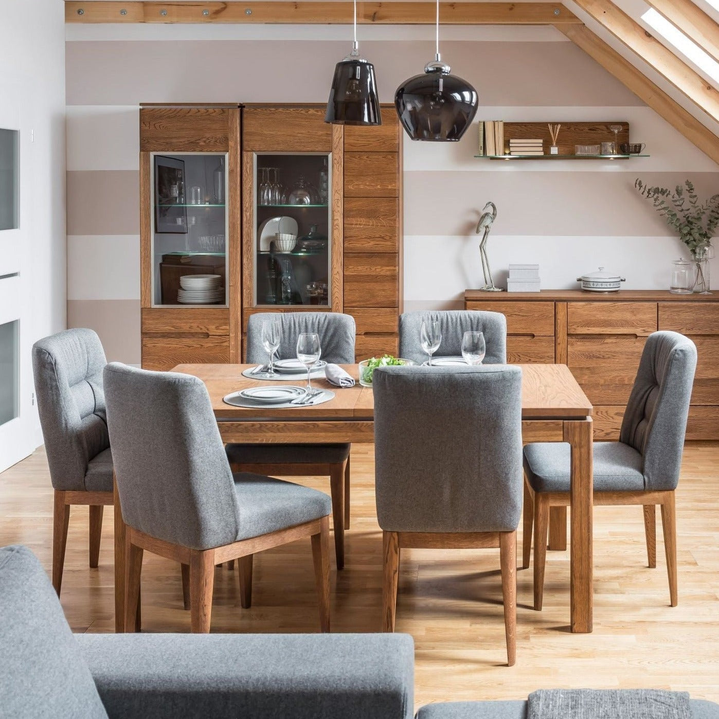 NordicStory Mesa de comedor extensible de madera maciza de roble