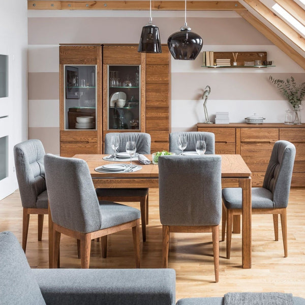 NordicStory Mesa de comedor extensible de madera maciza de roble