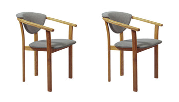 NordicStory Lot de 2 chaises de salle à manger en chêne massif avec dossier rembourré coloris gris