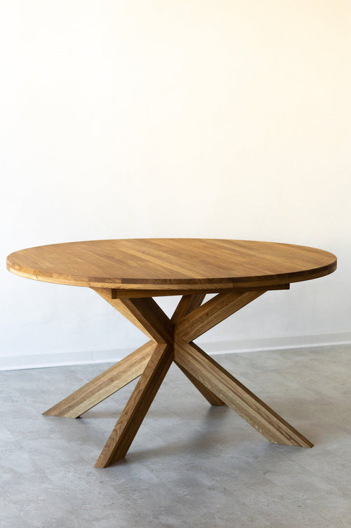 NordicStory Mesa de comedor redonda y extensible de madera maciza de roble "Holger" 140-190 x 140 x 76cm.