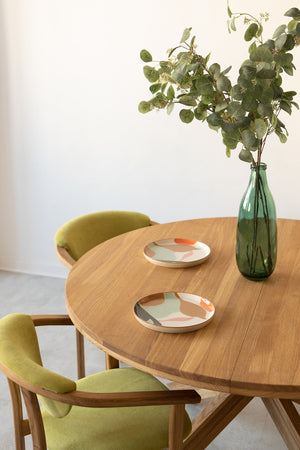 NordicStory Mesa de comedor redonda y extensible de madera maciza de roble "Holger" 140-190 x 140 x 76cm.