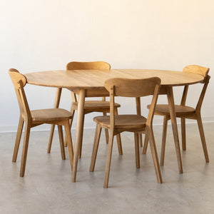 NordicStory Mesa extensible de comedor de madera maciza de roble "Escandi 4" 120-155 x 120 x 75 cm.