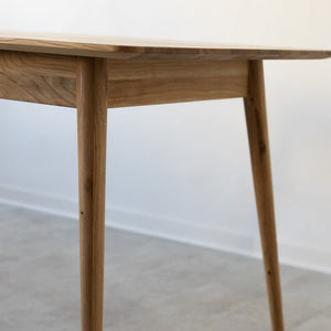 Table à manger fixe rectangulaire en bois massif de chêne Escandi 1