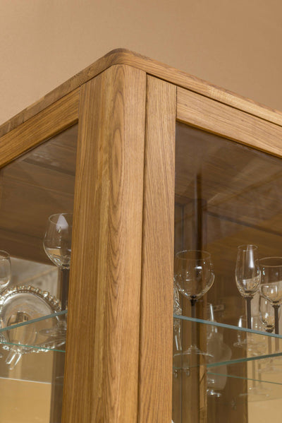 NordicStory Nordic Natural Oak Solid Wood Glass Display Cabinet with Glass Nordic Scandinavian 