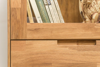 NordicStory Nordic Oak Solid Wood Glass Display Cabinet Nordic Retro 