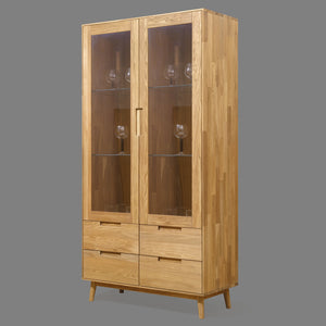 NordicStory Armario Vitrina de madera maciza de roble