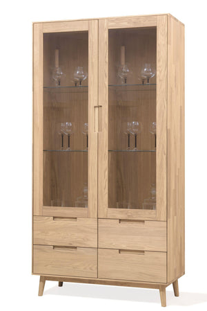 NordicStory Armario Vitrina de madera maciza de roble