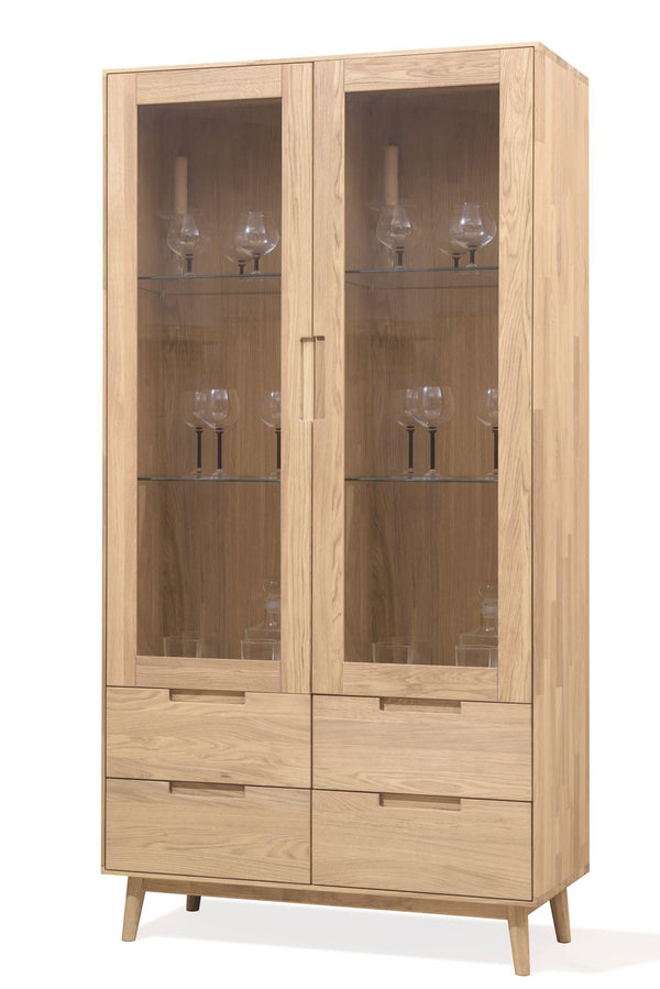 NordicStory Armario Vitrina de madera maciza de roble