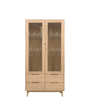 NordicStory Armario Vitrina de madera maciza de roble