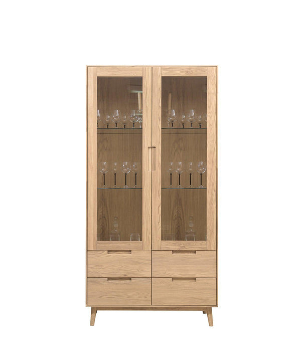 NordicStory Armario Vitrina de madera maciza de roble