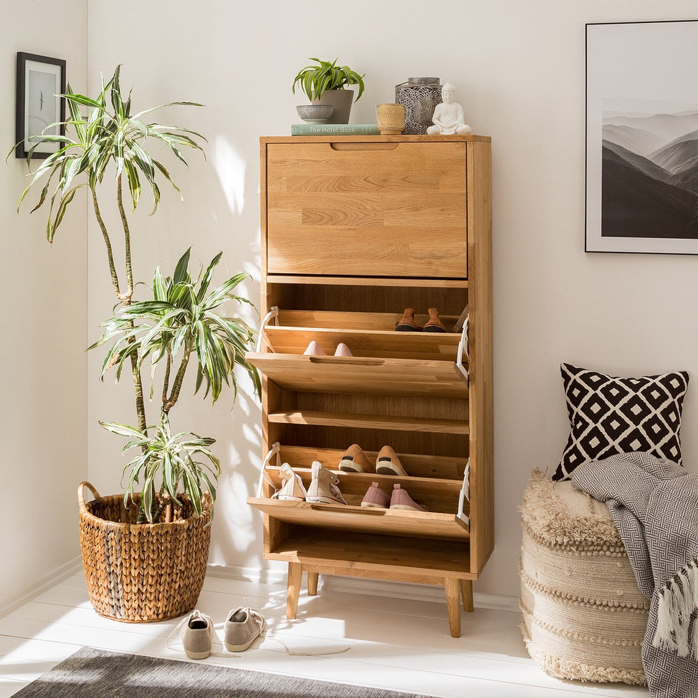 NordicStory Zapatero de madera maciza de roble Mueble para zapatos nordico escandinavo 