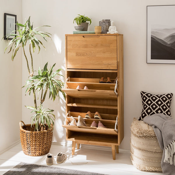 NordicStory Zapatero de madera maciza de roble Mueble para zapatos nordico escandinavo 