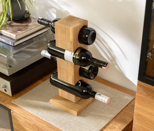 NordicStory Botellero de roble Alma, puesto de vinos para 4 botellas