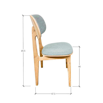 NordicStory Pack de 4 chaises de salle à manger Varde, structure en chêne massif, revêtement gris nordique