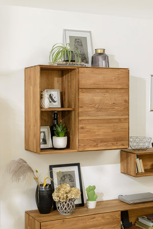 NordicStory Armario flotante de madera maciza de roble mueble para colgar