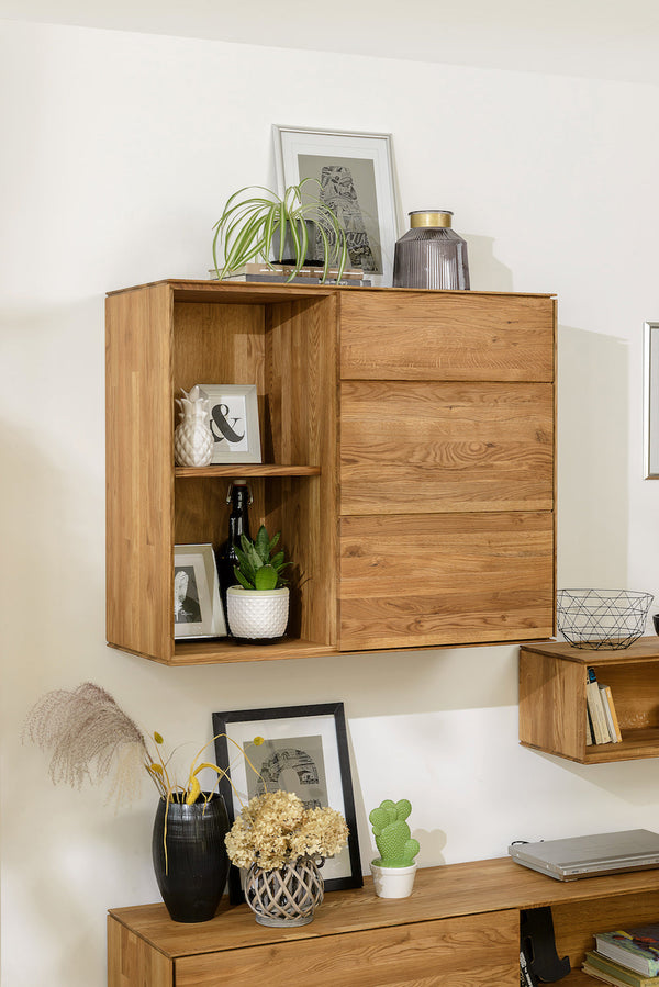 NordicStory Armario flotante de madera maciza de roble mueble para colgar