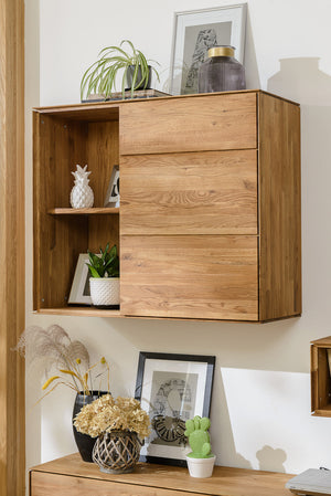 NordicStory Armario flotante de madera maciza de roble mueble para colgar