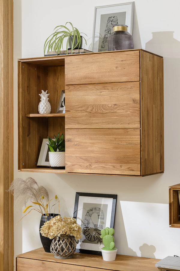 NordicStory Armario flotante de madera maciza de roble mueble para colgar