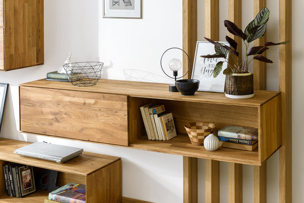 NordicStory Armario flotante de madera maciza de roble armario de pared