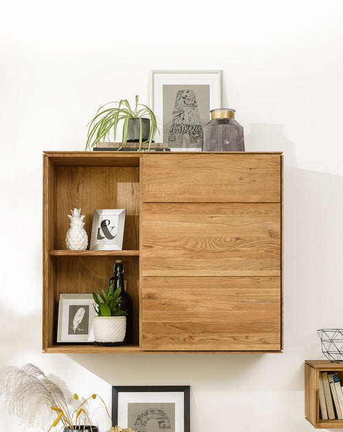 NordicStory Armario flotante de madera maciza de roble mueble para colgar