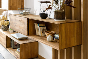 NordicStory Armario flotante de madera maciza de roble armario de pared