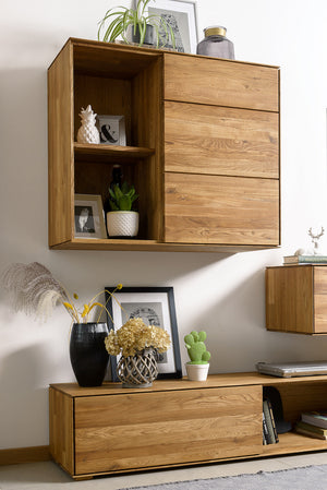 NordicStory Armario flotante de madera maciza de roble mueble para colgar